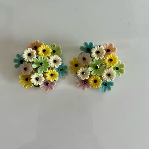 Vintage 1950-1960 Floral Multicolor Earrings